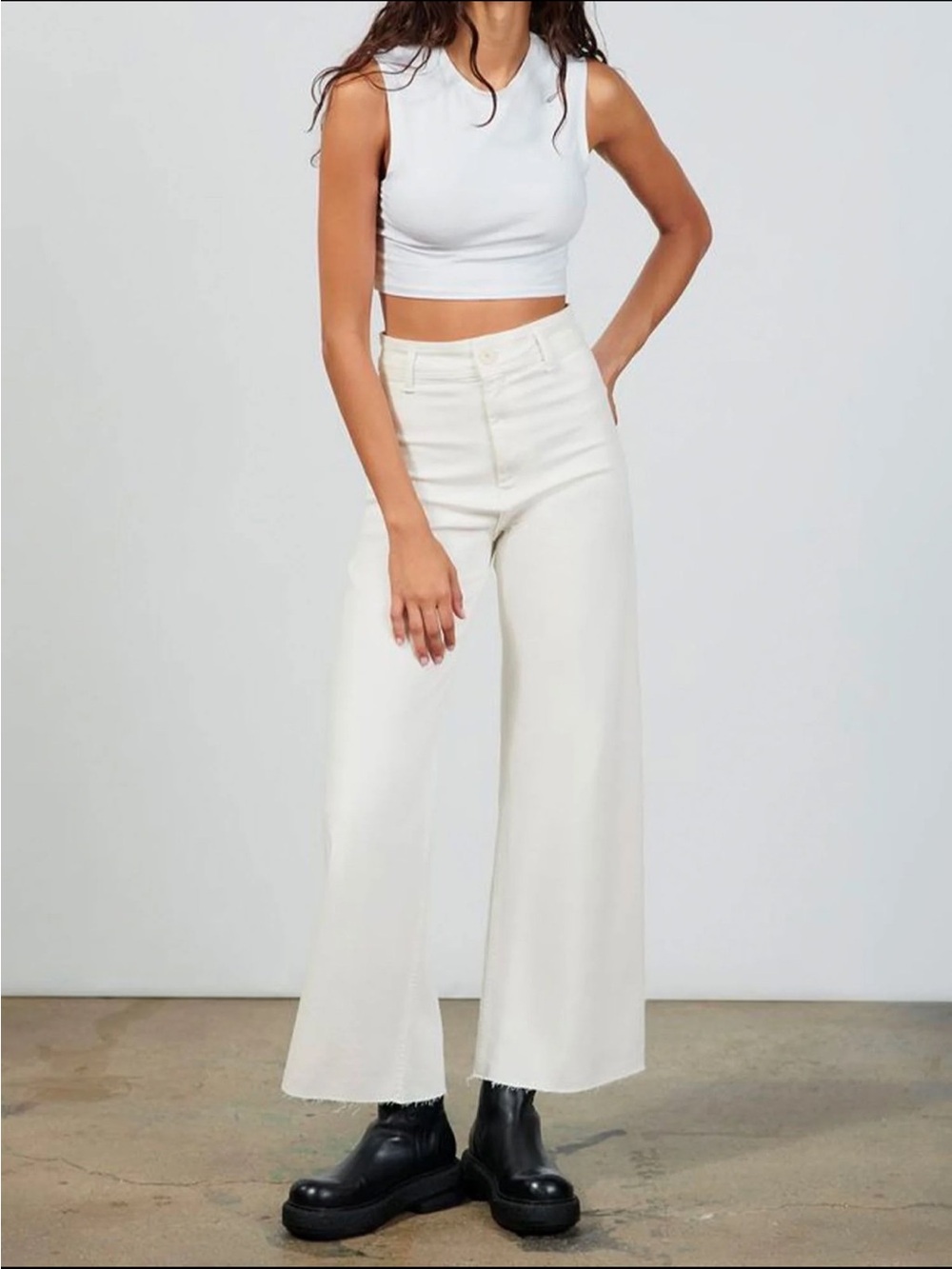 Zara white marine straight jean wide leg jeans in white 6